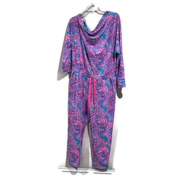 Lily Pulitzer Oasis Sheera Terry Vibrant Purple and Blue Women's Jumpsuit - Picture 2 of 8